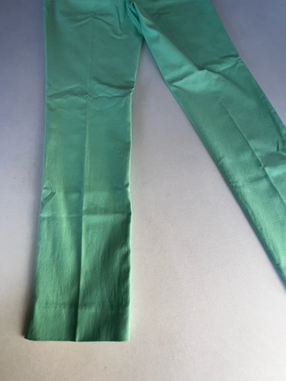 PECK & PECK PETITE STRETCH PANTS SZ 4 MINT GREEN STRAIGHT LEG W/SLIT AT HEMLINE - Picture 5 of 7